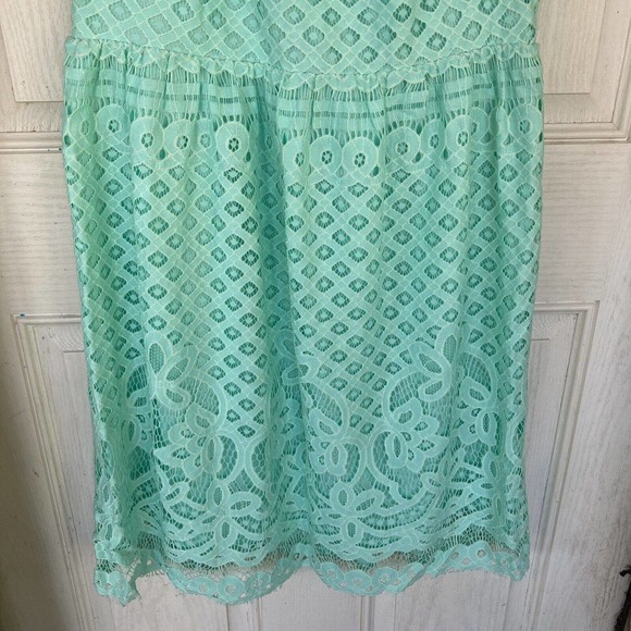 Elle Sheath Dress Sz 6 Mint Green Lace Party Sleeveless Knee Length Summer Fun - Picture 3 of 8